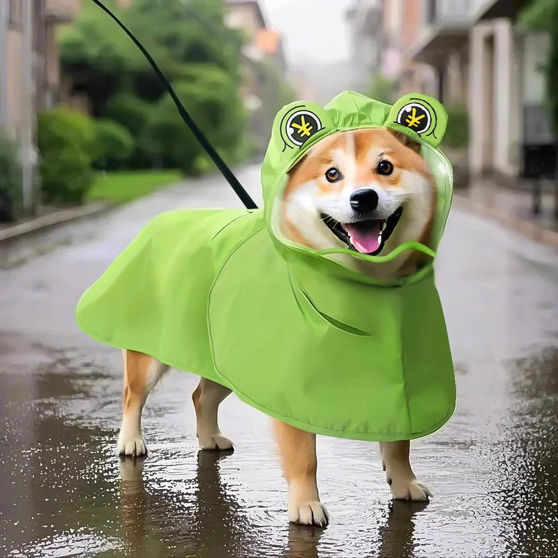 柴犬雨衣柯基青蛙斗篷夏季小狗中小型犬防水防脏外出宠物狗狗雨披