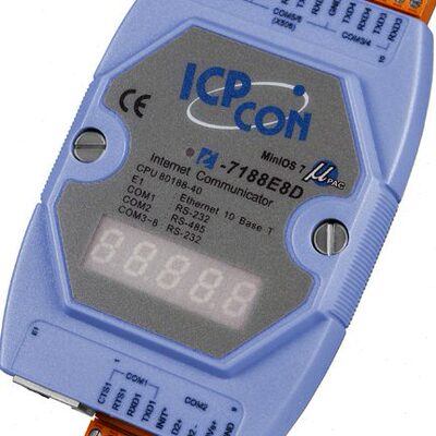 I-7188E8D 带LED显示的7*RS-232，1*RS-485串口设备联网服务器