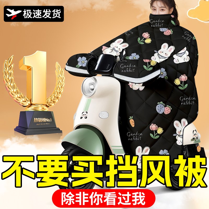 电动车披风双人母子挡风被电瓶车防风罩加厚风挡三轮车保暖神器