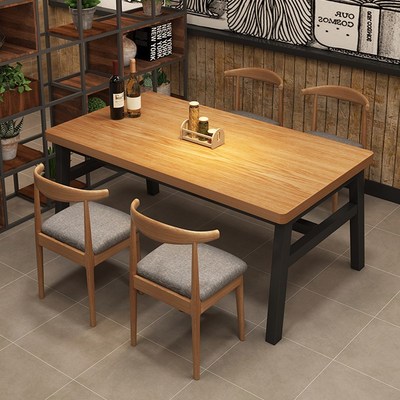 桌子商用餐饮面馆烧烤店长方形食堂吃饭桌子客厅家用小户型餐桌椅