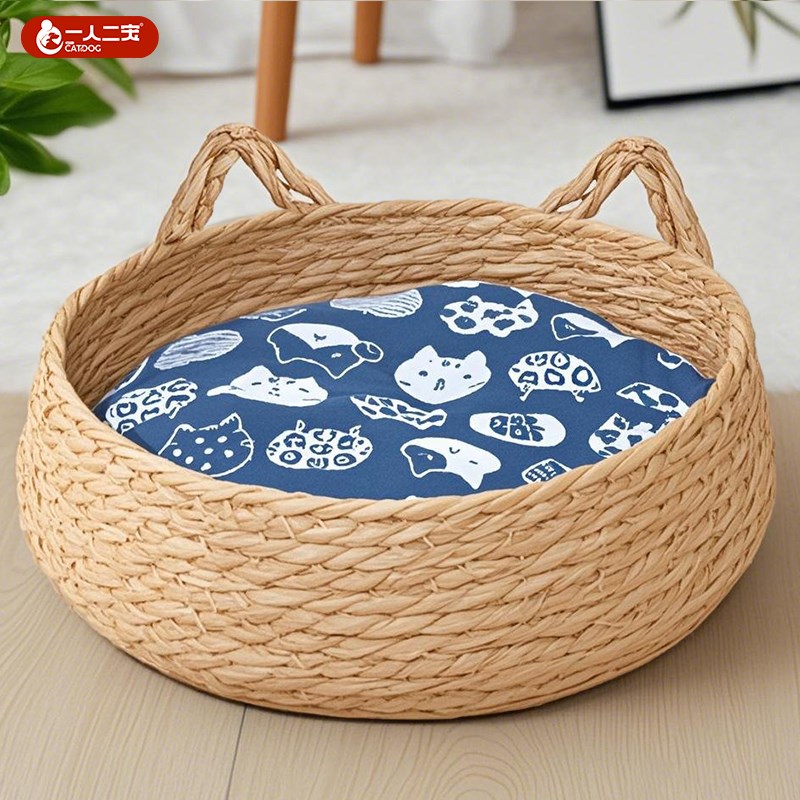 藤编猫窝夏季四季通用猫咪夏天编织安全感睡窝用品大全编藤宠物床