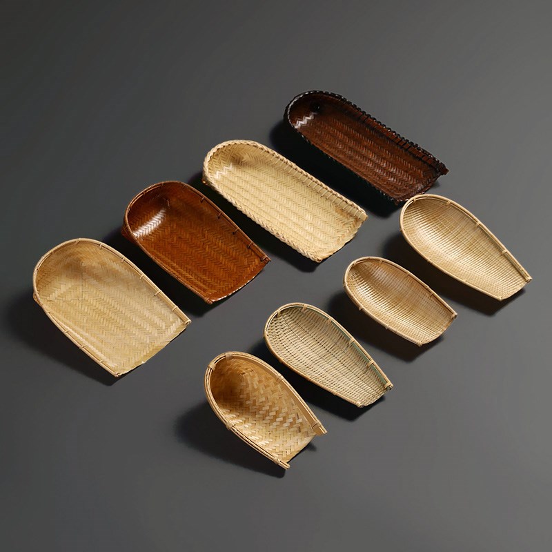 竹编茶则大漆老篾匠精品手工功夫茶赏簸箕茶荷复古禅意茶道零配件