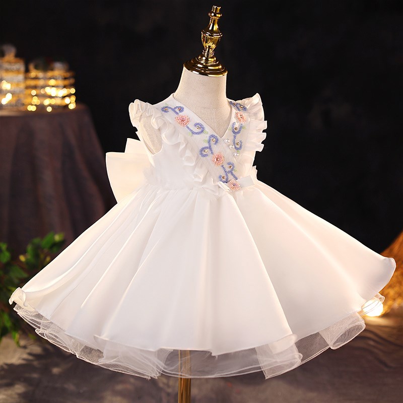 女宝宝周岁礼服2025新款洋气儿童公主女童蓬蓬纱裙生日宴会连衣裙