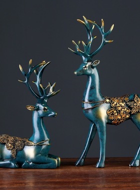 美式麋鹿摆件创意家居客厅装饰品欧式酒柜电视柜玄关办公室摆设