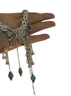 Y2K重工贝母蝴蝶蜻蜓流苏项链辣妹亚文化甜酷欧美小众新中式朋克