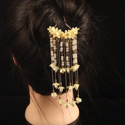 2023秋季新款桂花发钗流苏步摇古风盘发发饰女礼盒保色发钗秋桂女