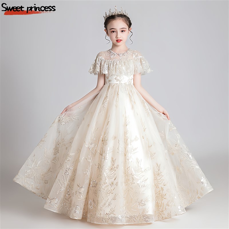 女童礼服裙高端公主裙儿童主持人花童婚礼小女孩钢琴演奏演出服夏