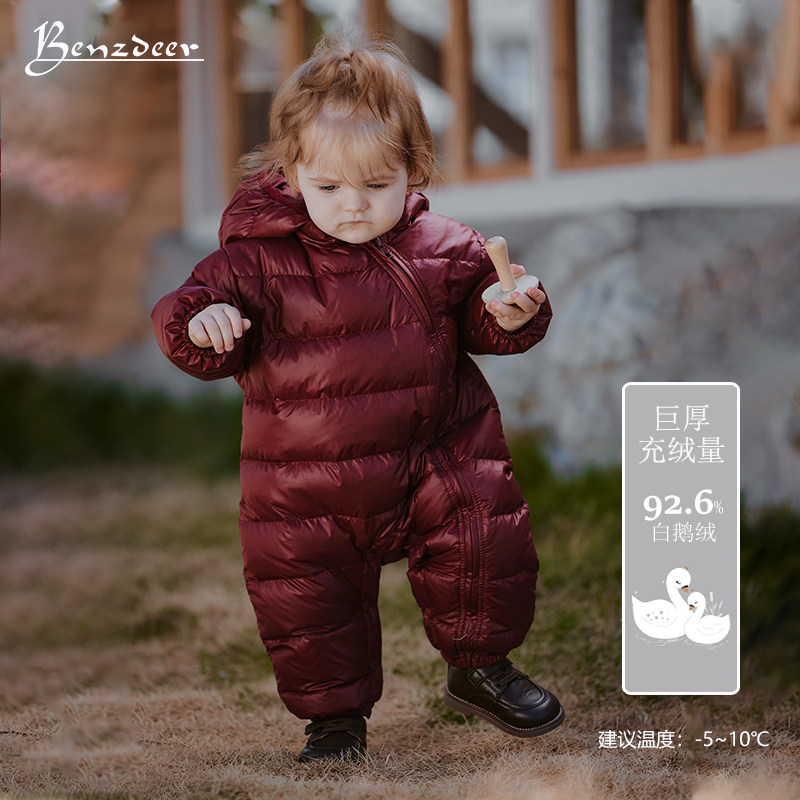 宝宝羽绒服2024新款男宝婴儿连体冬天一体女宝宝女孩男孩新年衣服