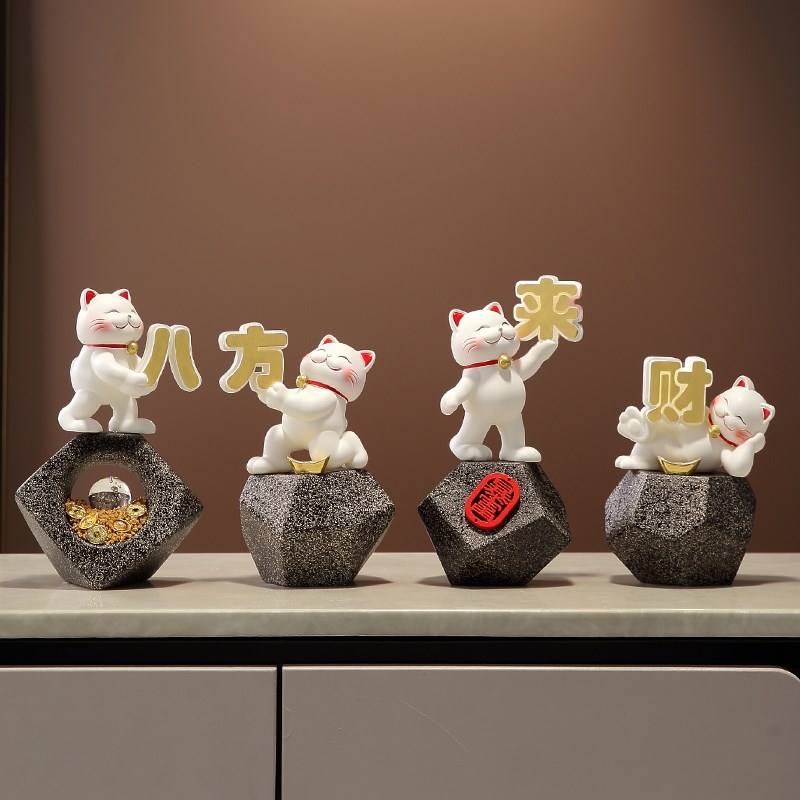 新中式八方来财摆件招财猫办公室玄关酒柜客厅装饰品2025开业乔迁