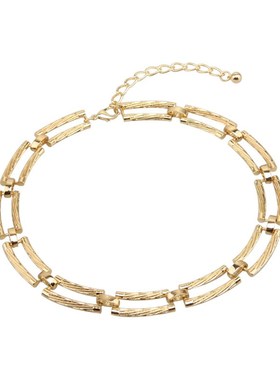 ins冷淡风复古几何素圈纽纹项圈项链轻奢小众高级choker锁骨链女