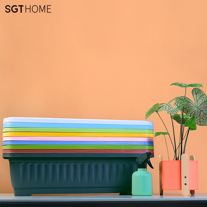 花盆长方形种菜盆种植箱塑料长条盆花卉阳台加厚塑料大花盆托盘