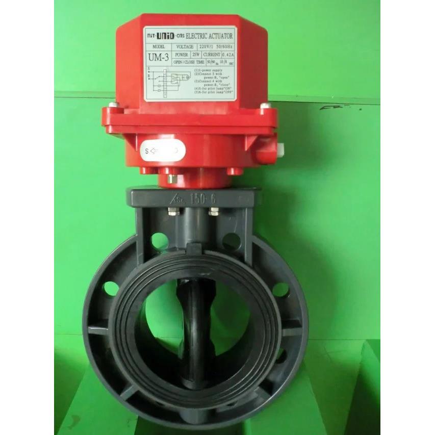 厂家专业 UNID台湾鼎机 UPVC电动对夹蝶阀UM-1 D971F-10S