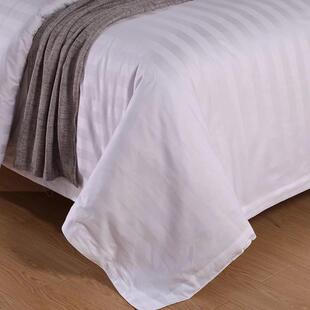 宾馆酒店床上用品纯棉四件套三件套白色床单旅馆客栈加密缎条被套