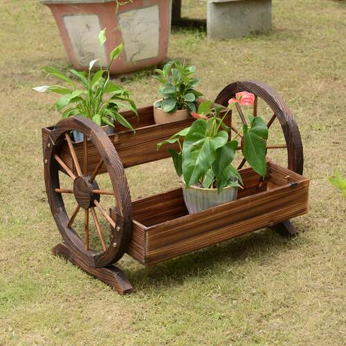 防腐木制创意三轮花车四轮花车花盆花车花槽花箱户外庭院装饰花架