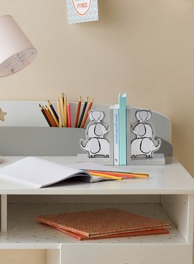 大象书挡摆件书柜儿童房装饰品卧室书架书靠创意可爱桌面书桌书立