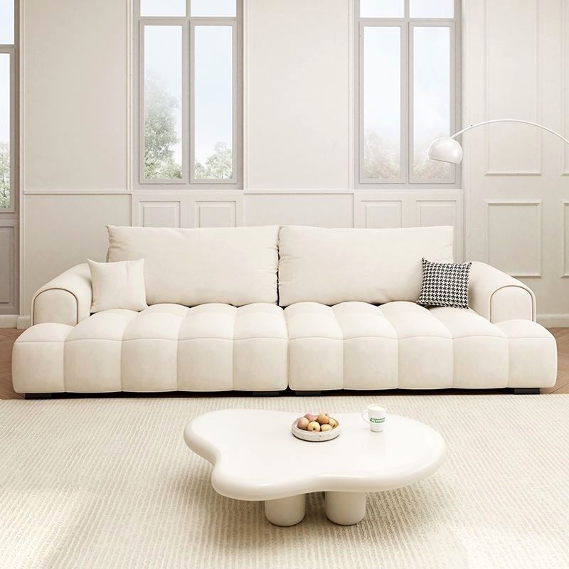 法式奶油风泡芙棉花糖猫抓布沙发客厅小户型直排云朵科技布沙发