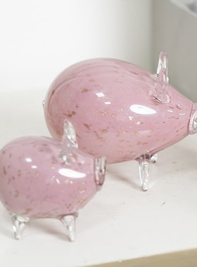 柏梵琉璃动物摆件可爱小猪桌面摆件客厅酒柜儿童房萌趣高级感装饰