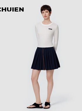 ZCHUIEN2025秋季新款莱赛尔羊毛打底女圆领亲肤百搭弹力修身上衣