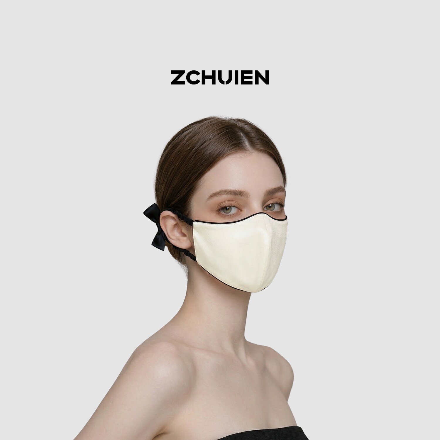 ZCHUIEN2026新款100%桑蚕丝30姆米口罩防晒显脸小蝴蝶结耳绳装饰