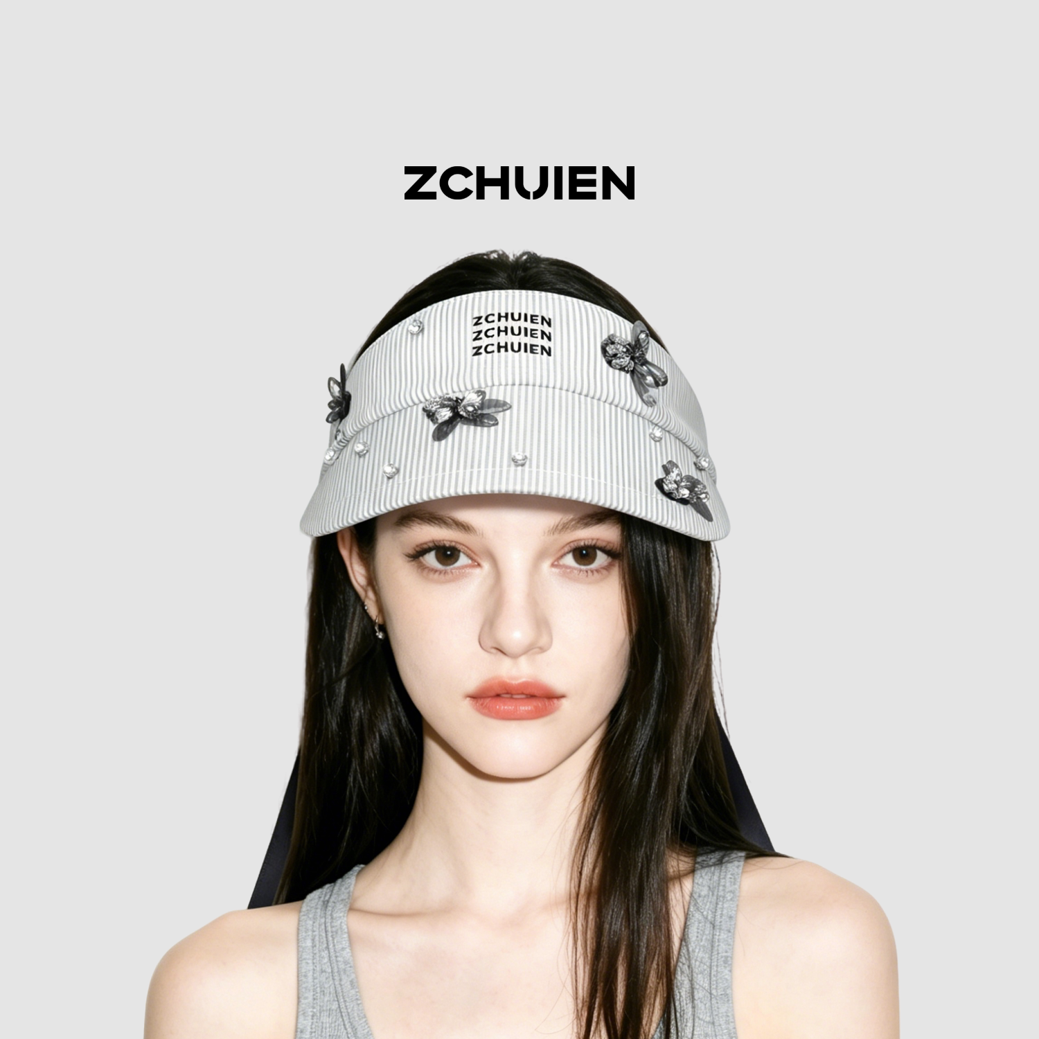 ZCHUIEN防晒运动空顶帽千鸟格版图片