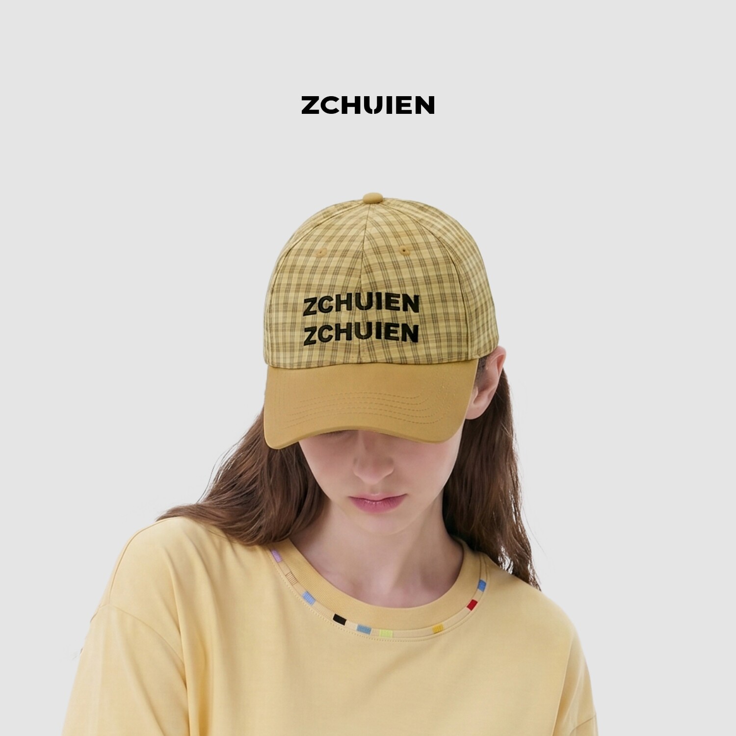 ZCHUIEN格纹棒球帽纯棉鸭舌帽图片