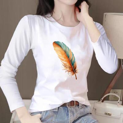 显瘦花朵印花休闲女春秋冬季时尚韩版通勤圆领洋气ins上衣长袖T恤