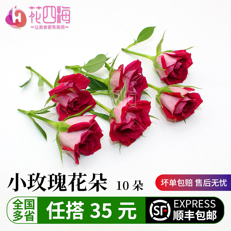 新鲜小玫瑰花朵 多头玫瑰10朵/盒 酒店西餐冷盘摆盘装饰点缀