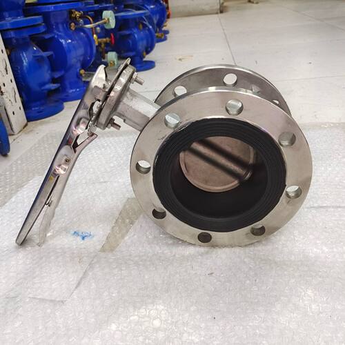 无销手柄蝶阀全不锈钢304  CF8法兰软密封双法兰蝶阀 WD41X-10P