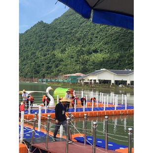 钓鱼平台水上浮筒浮箱游艇龙舟码头摩托艇泊位塑料浮桶