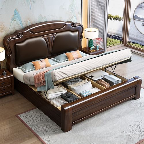 床实木新中式高端大气轻奢1.8米主卧软包靠背1.5m双人床加厚婚床