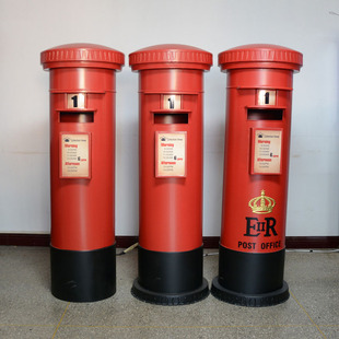 特大号英伦复古邮筒模型摄影道具家居软装饰摆件铁皮邮政信箱摆设