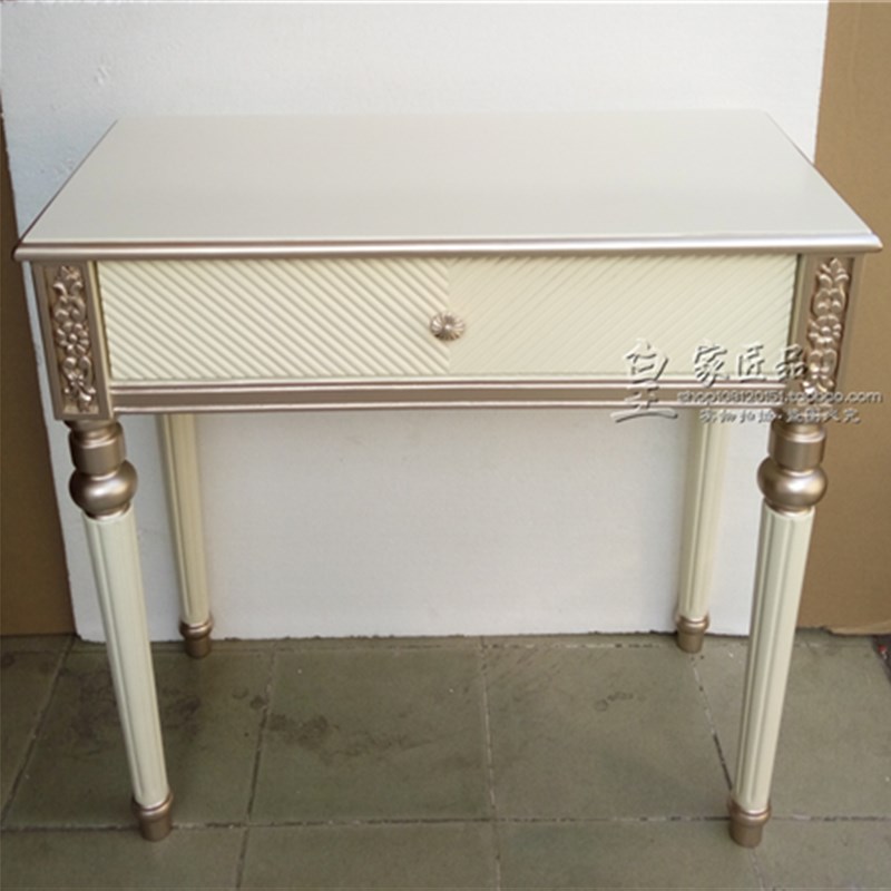 欧式小书桌白色 学生简约电脑桌 书房实木写字台 美式小办公桌子