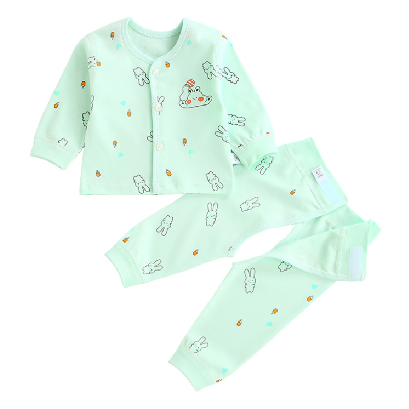 新生婴儿秋衣套装秋季款0-1岁童装纯棉无骨两件式开裆内衣