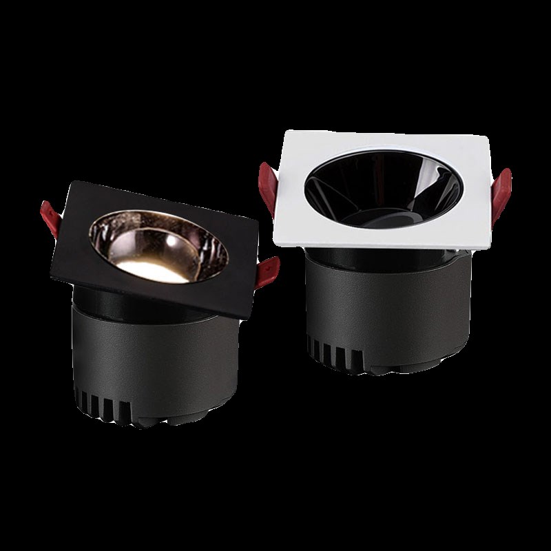 嵌入式led格栅射灯方形开孔75mm7.5公分过道7W12W防眩光筒灯单头