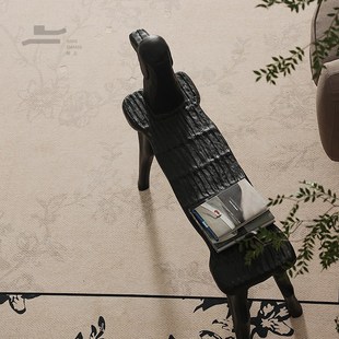 形上斯蒂芬狗狗换鞋 凳复古玄关凳摆件长凳床尾凳中古风实木条凳