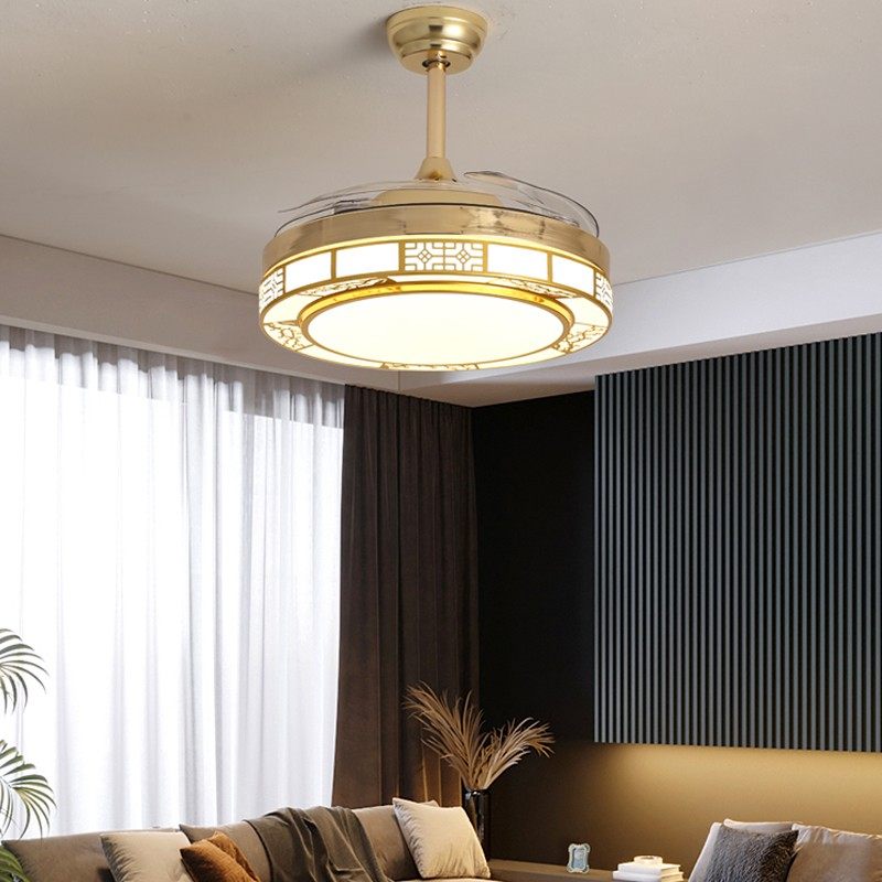 新中式吊灯带电风扇灯家用客厅遥控隐形led吊扇灯卧室饭厅餐厅灯