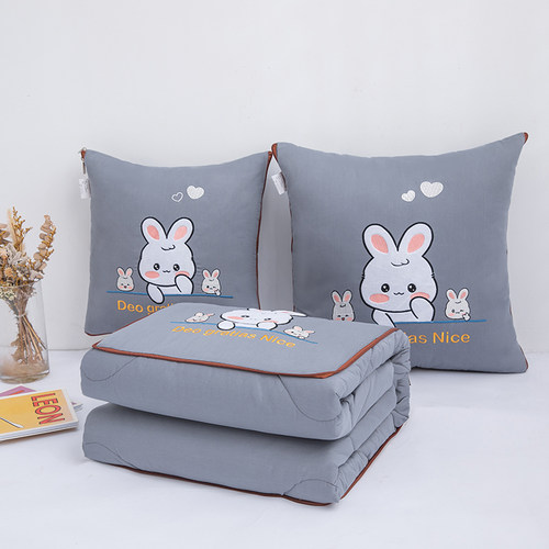 全棉高档抱枕被子车载两用汽车内午休毯子空调被二合一靠枕头被子