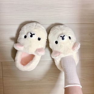 轻松熊棉拖鞋女冬季包根毛绒保暖厚底家居室内静音可爱2025新款