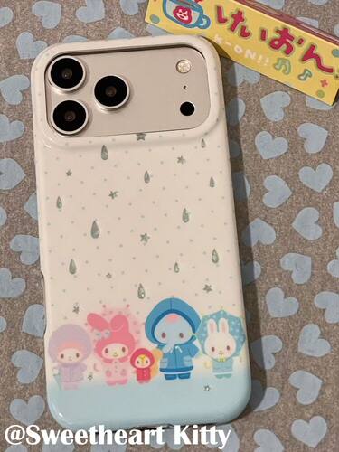 U2 ins镭射雨滴三丽鸥卡通适用iphone17promax苹果16手机壳15少女防摔保护套