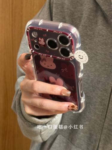 U2 酒红底蝴蝶结兔子适用18promax手机壳iphone1716保护套