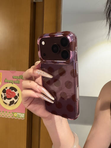 U2 勃艮第红简约波点手机壳适用iPhone18pro苹果17pro大孔