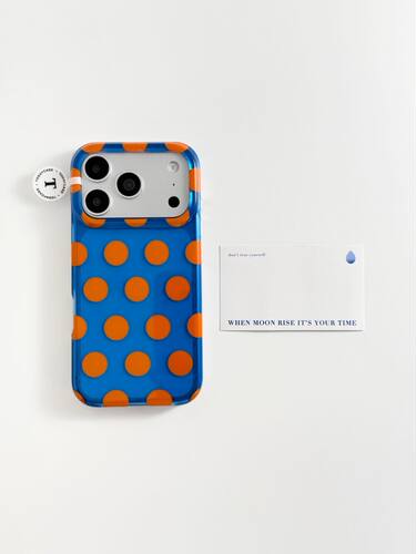 U2 韩系透蓝色橙色波点适用苹果17promax新款小众双层iPhone16个性手机硬壳15防摔保护套