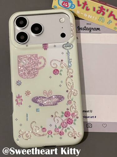 U2 ins古早镭射蝴蝶杯子藤蔓适用iphone17promax苹果16手机壳15少女