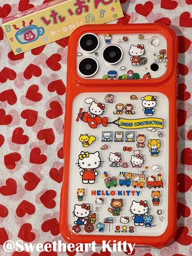 U2 ins红边可爱kitty图案适用iphone17promax苹果16手机壳15少女