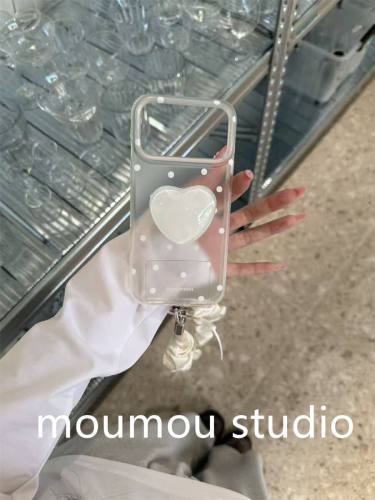 U2 ins韩系透明波点爱心适用于苹果18promax手机壳17pro保护套16女