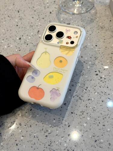 U2  ins清新白底不同镂空水果适用于iphone17promax新款小众苹果16p手机壳简约小清新15pm防摔保护套