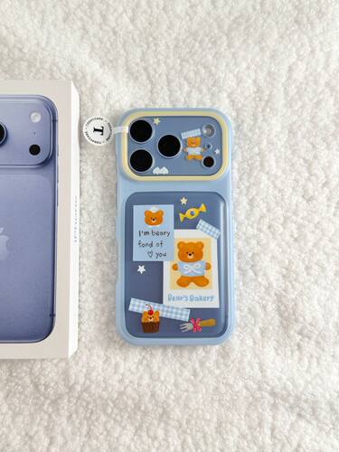 U2 韩系烘焙小熊贴纸适用苹果18pro全包iphone17/16可爱15透明手机壳