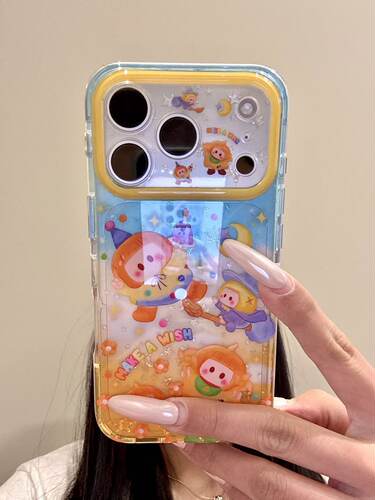 U2 适用于iphone18promax手机壳可爱粉橘渐变17骑扫帚橘发短发女孩16