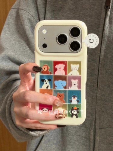 U2 彩极光宫格动物玩偶适用17promax手机壳iphone16新款小众苹果15防摔保护套