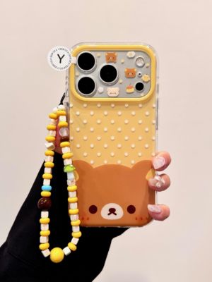 U2 简约可爱波点轻松熊IMD双层手机壳适用iPhone17新款小众16pro Max卡通图案15防摔保护套